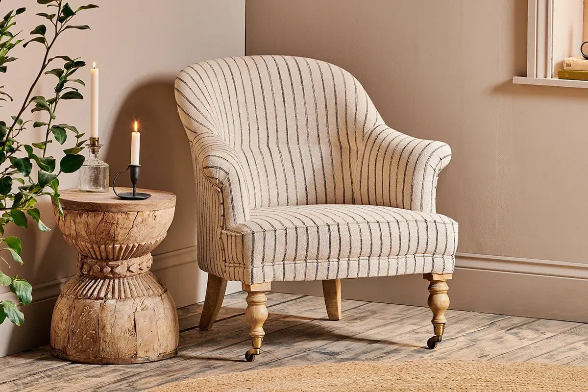 Sanja Stripe Armchair - Charcoal Stripe, Linen image