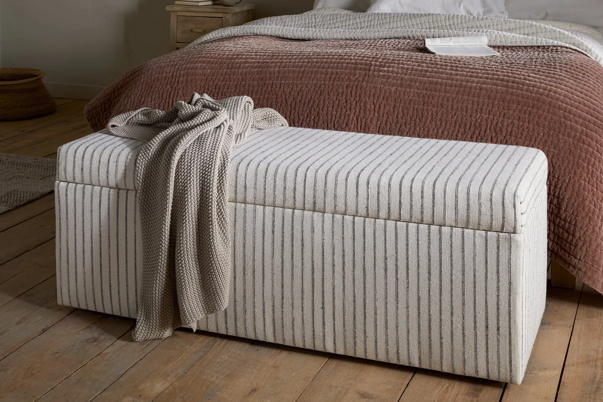 Sanja Stripe Storage Bench - Grey, Cotton & Linen product