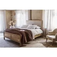 Sanja Stripe Super King Bed Frame - Natural, Cotton