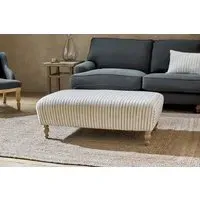 Sanja Stripe Upholstered Ottoman - Off White
