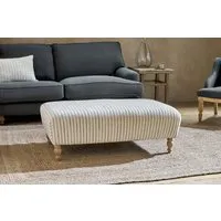 Sanja Stripe Upholstered Ottoman - Off White, Linen alternate view