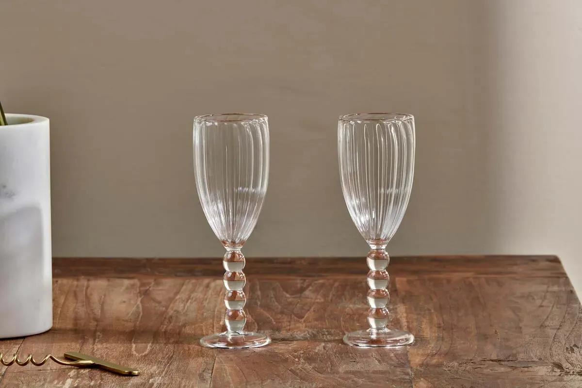 Santosa Champagne Flute Set of 2 - Clear