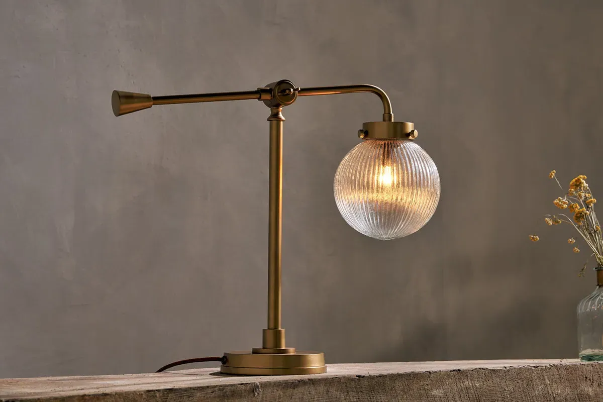 Sengol Recycled Glass Desk Lamp - Antique Brass image
