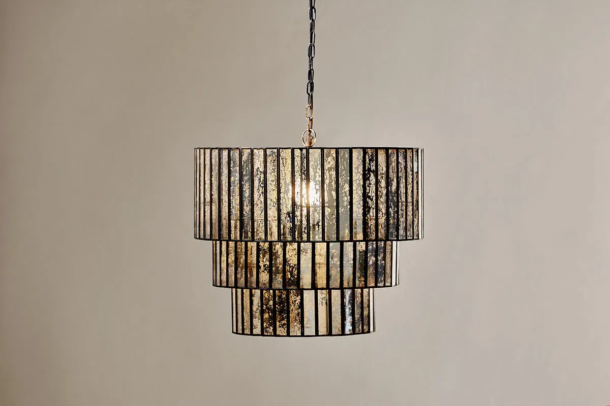 Shanaya Mottled Glass Chandelier - Antique Bronze image