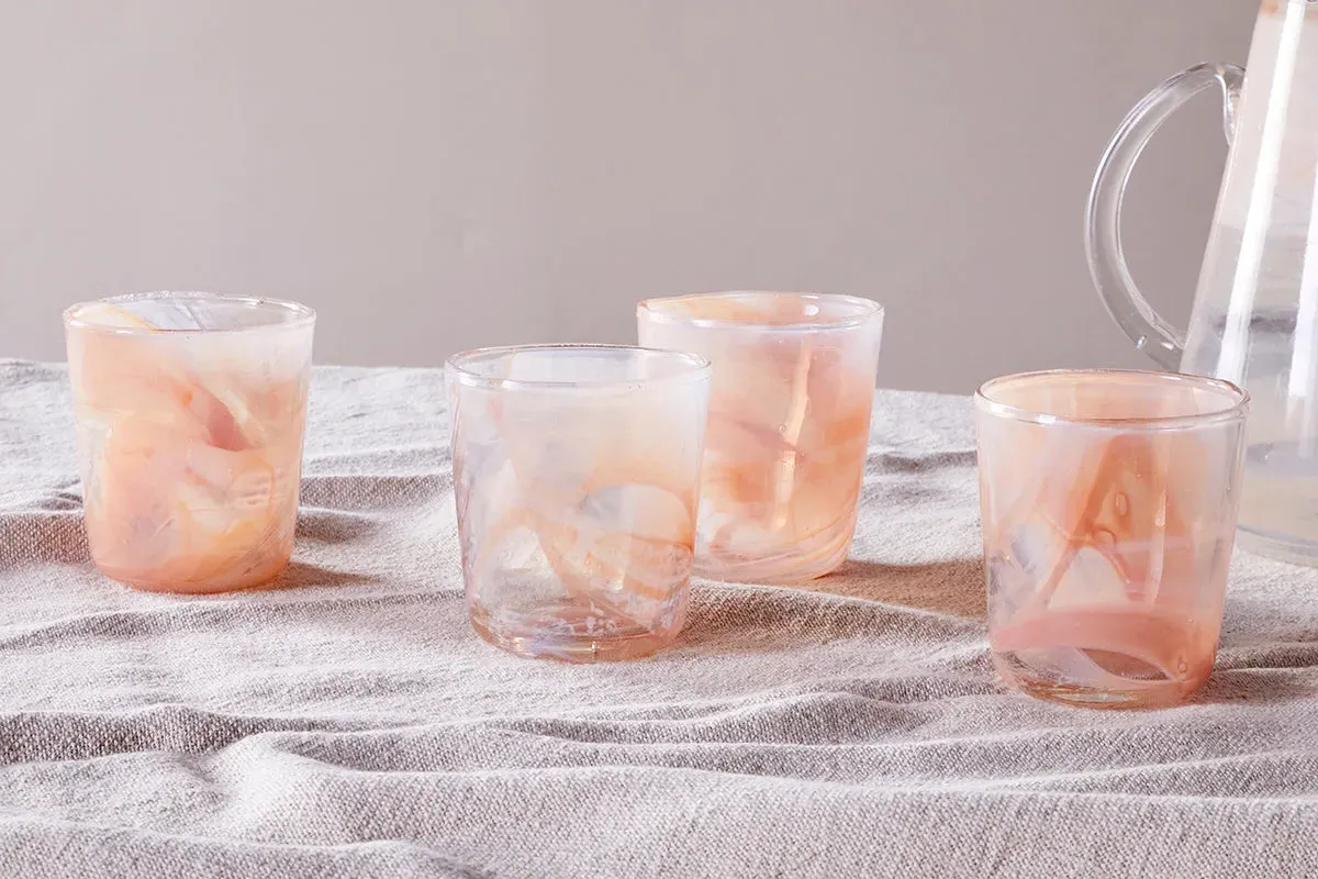 Shirali Marble Swirl Tumbler Set of 4 - Apricot