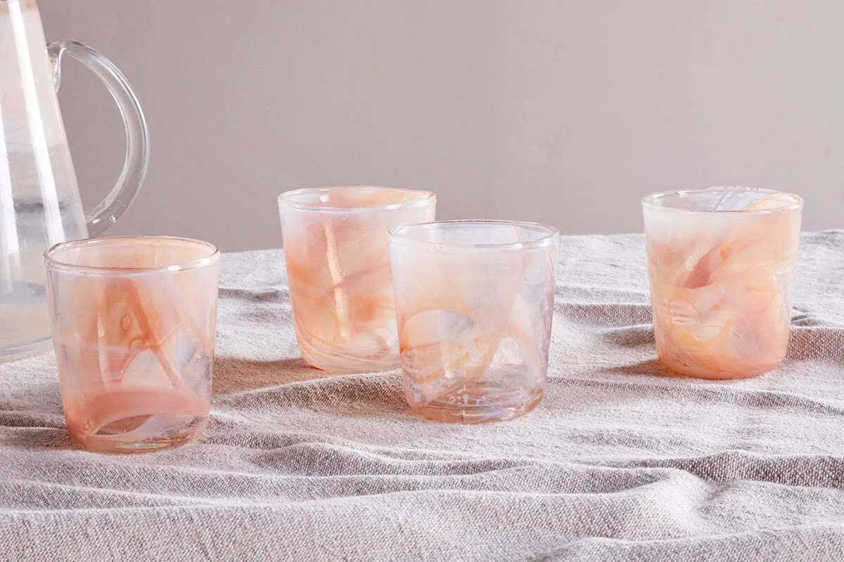 Shirali Marble Swirl Tumbler Set of 4 - Apricot product