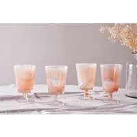 Shirali Marble Swirl Wine Glass Set of 4 - Apricot