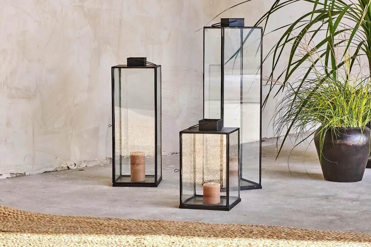 Sia Small Candle Lantern - Antique Black, Glass product