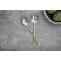 Sirkali Salad Server Set of 2 - Brushed Gold, Stainless Steel