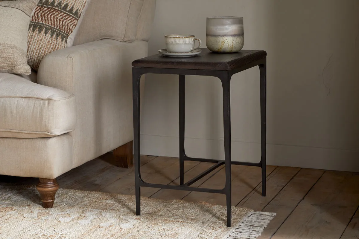 Sita Reclaimed Wood & Iron Side Table - Chocolate Brown product
