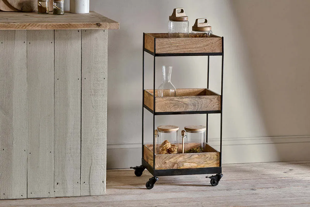 Soma Mango Wood Storage Trolley - Natural product