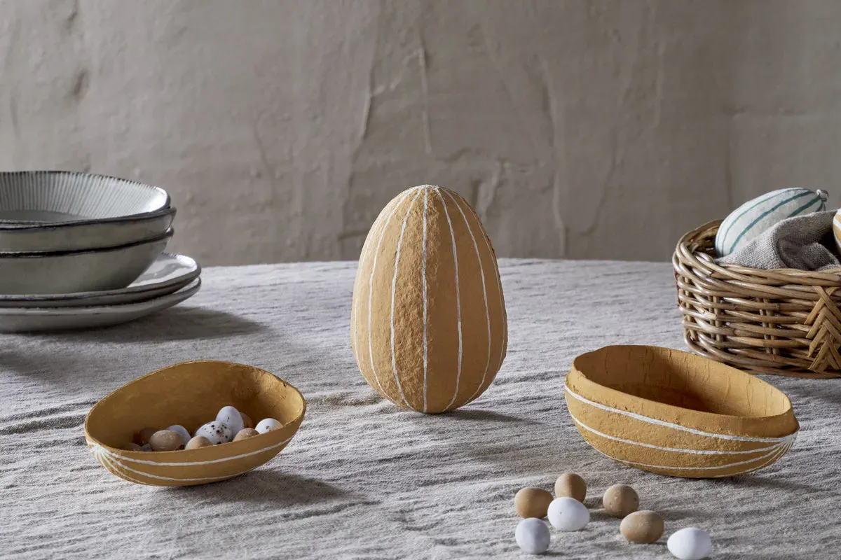 Surya Recycled Cotton Paper Side Opening Egg - Ochre & Cream product