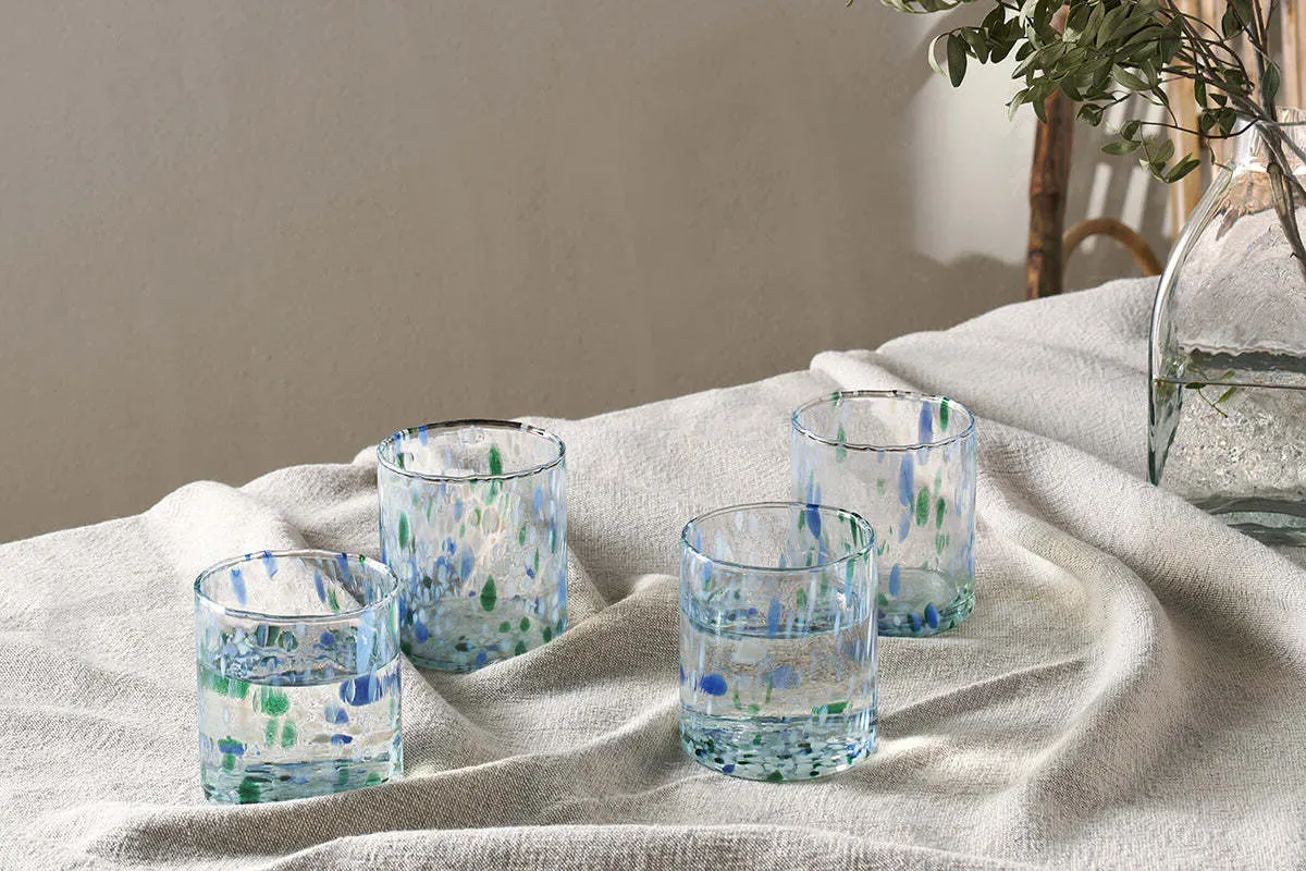 Taja Set of 4 Tumblers - Sea Blue, Recycled Glass product