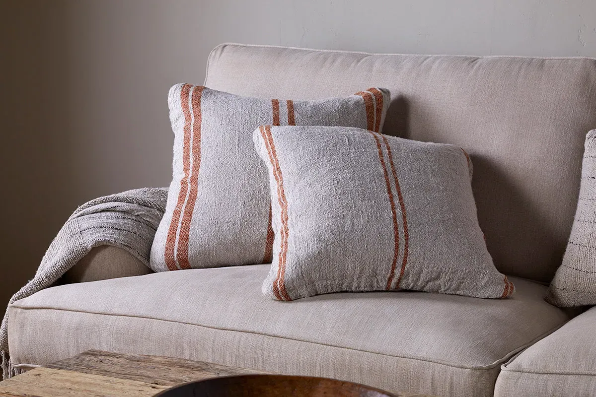 Tajana Linen Stripe Cushion Cover Thin Stripe - Rust