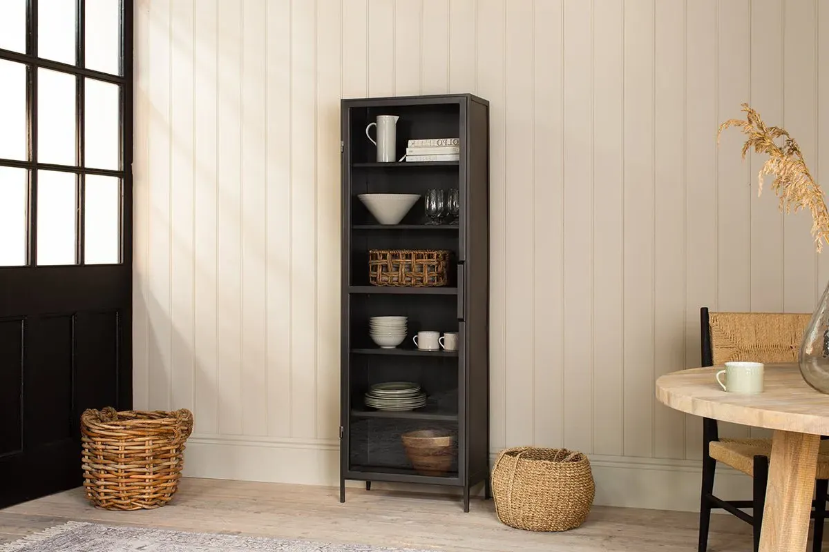 Takua Narrow Storage Cabinet - Dark Grey, Iron product