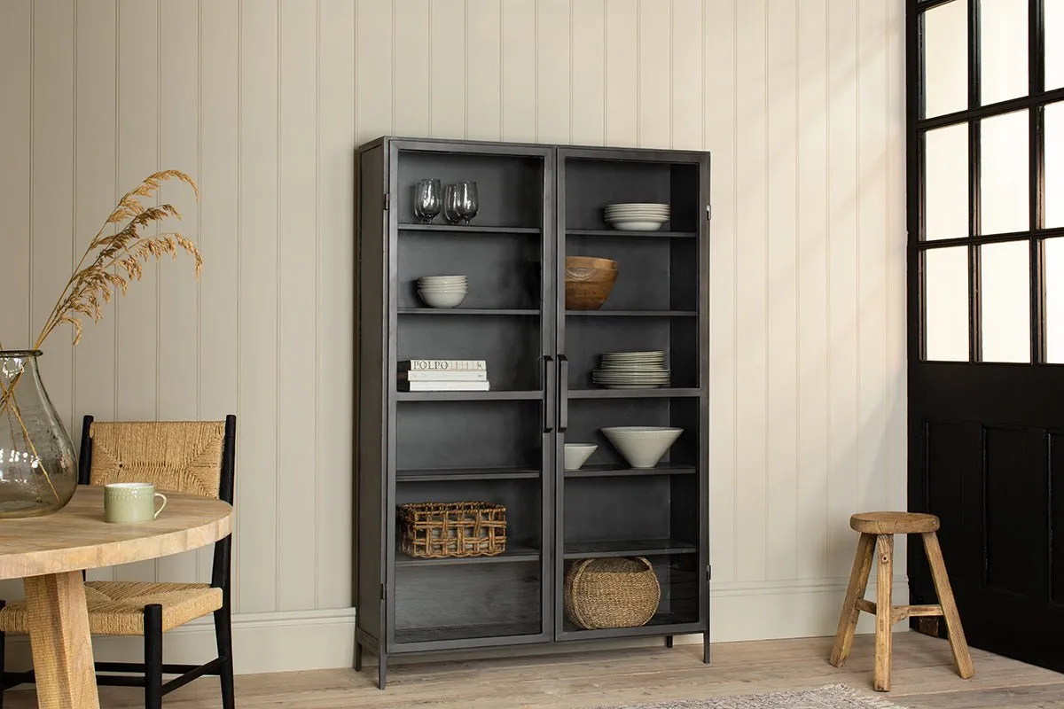 Takua Wide Iron Cabinet - Dark Grey