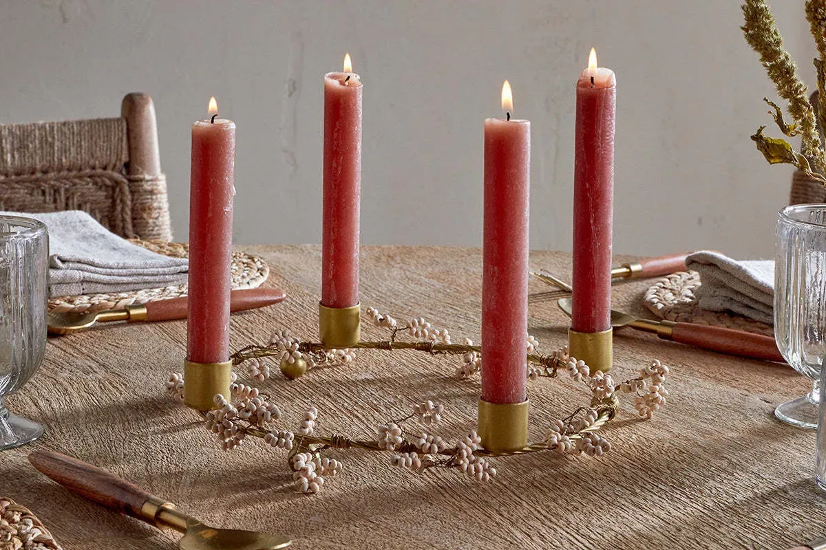 Tanu Beaded Candle Holder - Natural, Mango Wood image