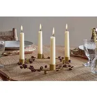 Tanu Beaded Candle Holder - Ruby, Mango Wood