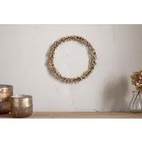 Tanu Beaded Wreath - Natural, Mango Wood