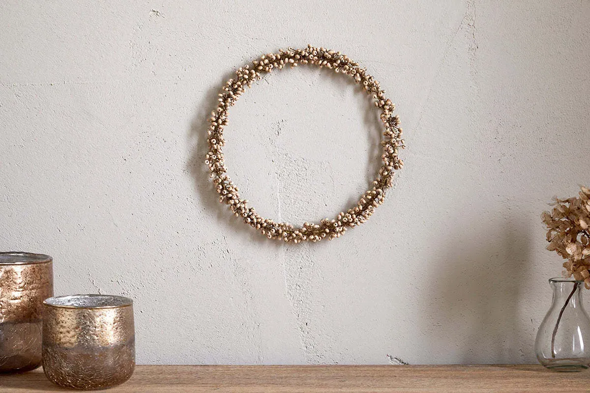 Tanu Beaded Wreath - Natural, Mango Wood image