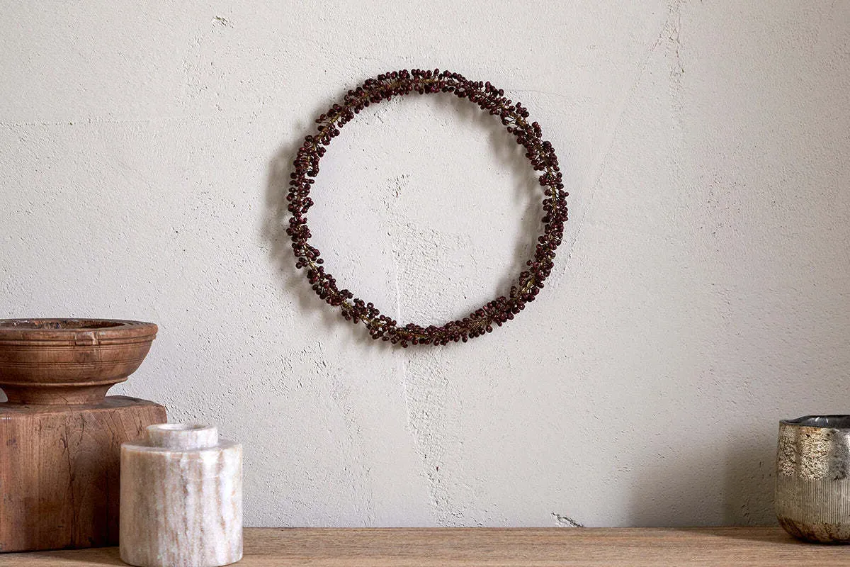 Tanu Beaded Wreath - Ruby, Mango Wood