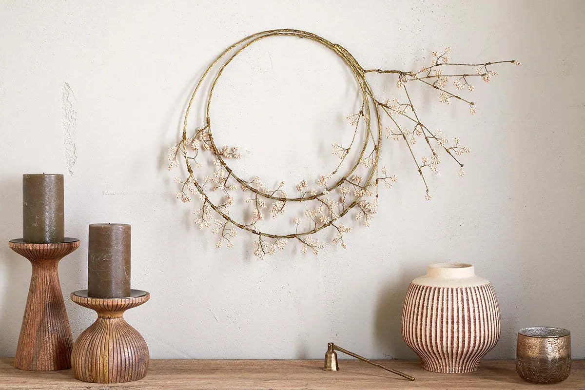 Tanu Layered Beaded Wreath - Natural, Mango Wood