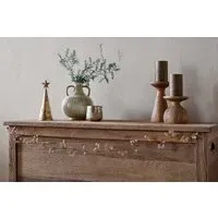 Tanu Mango Wood Beaded Garland - Brass, Natural