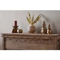 Tanu Mango Wood Beaded Garland - Brass, Ruby