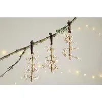 Tanu Set Of 3 Beaded Baubles - Natural, Mango Wood