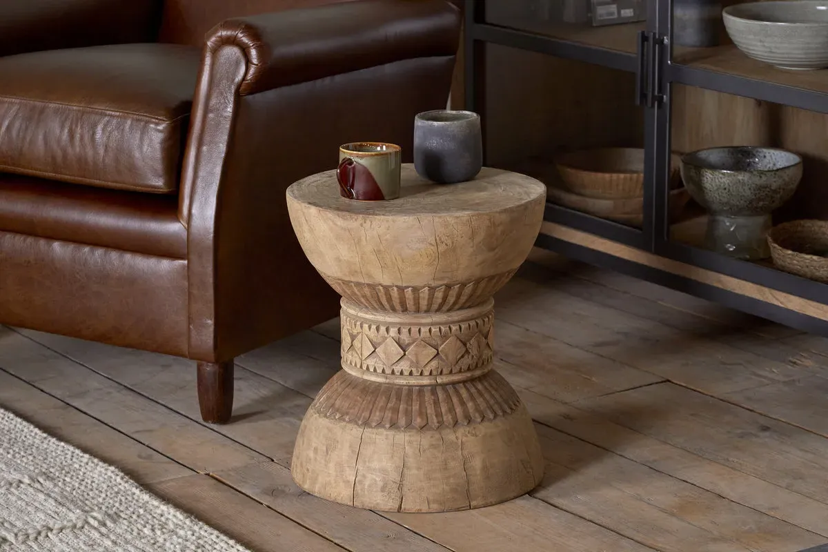Taru Carved Side Table - Natural image