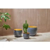 Tembesi Medium Etched Planter - Antique Black & Brass alternate view