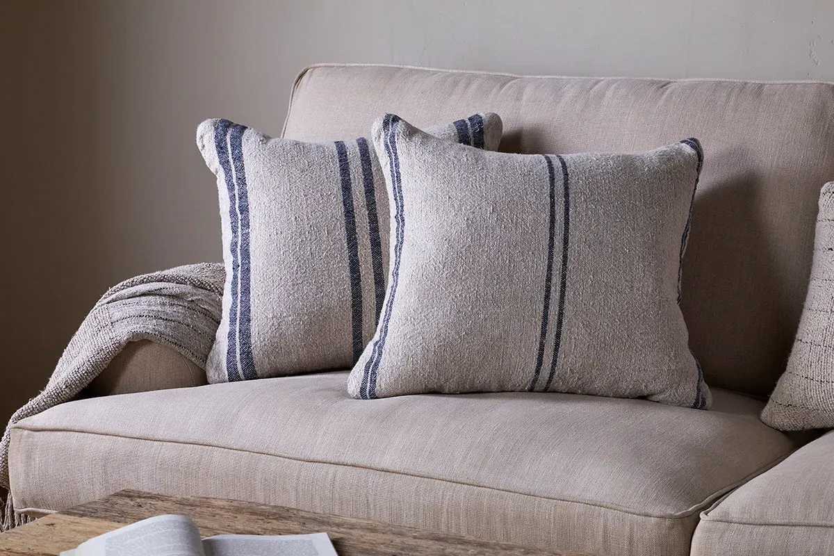 Tendali Thin Stripe Cushion Cover - Navy, Linen