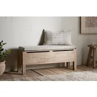 Teni Storage Bench with Upholstered Cushion - Natural, Reclaimed Wood alternate view
