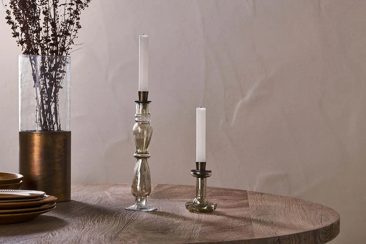 Tharad Small Candle Holder - Smoke, Recycled Glass product