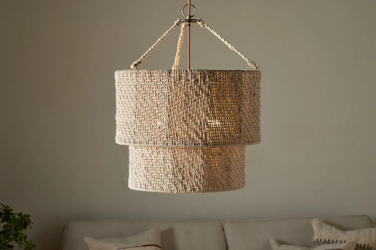 Thimba Woven Jute Chandelier - Natural product
