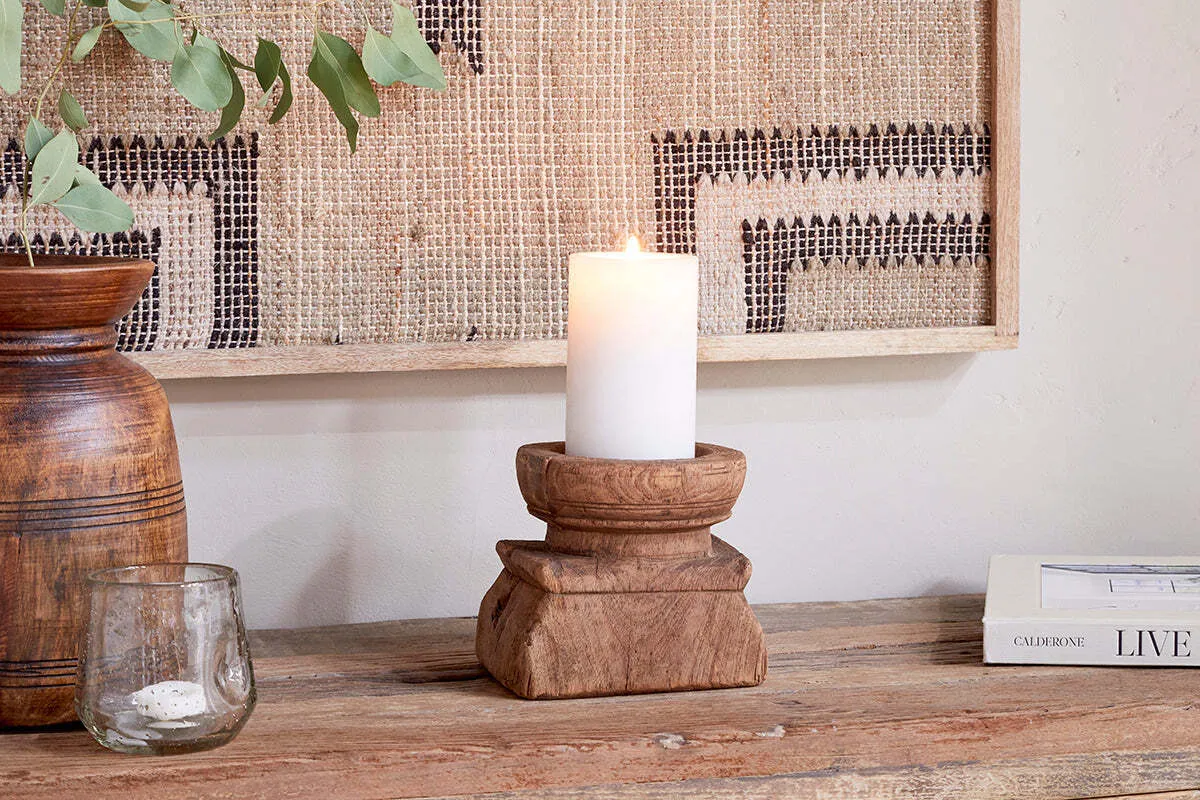 Thoko Reclaimed Square Candlestick - Dark Stain product