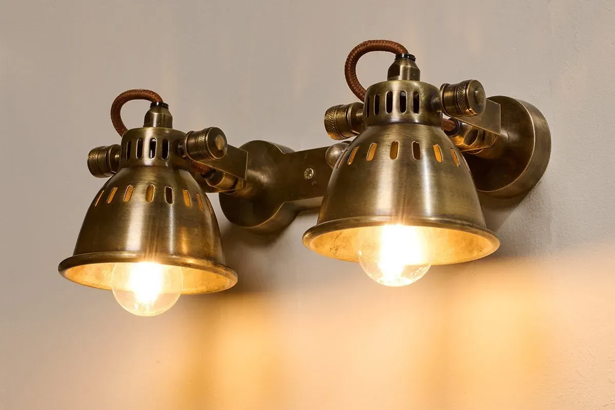 Tubu Double Spot Light - Antique Brass