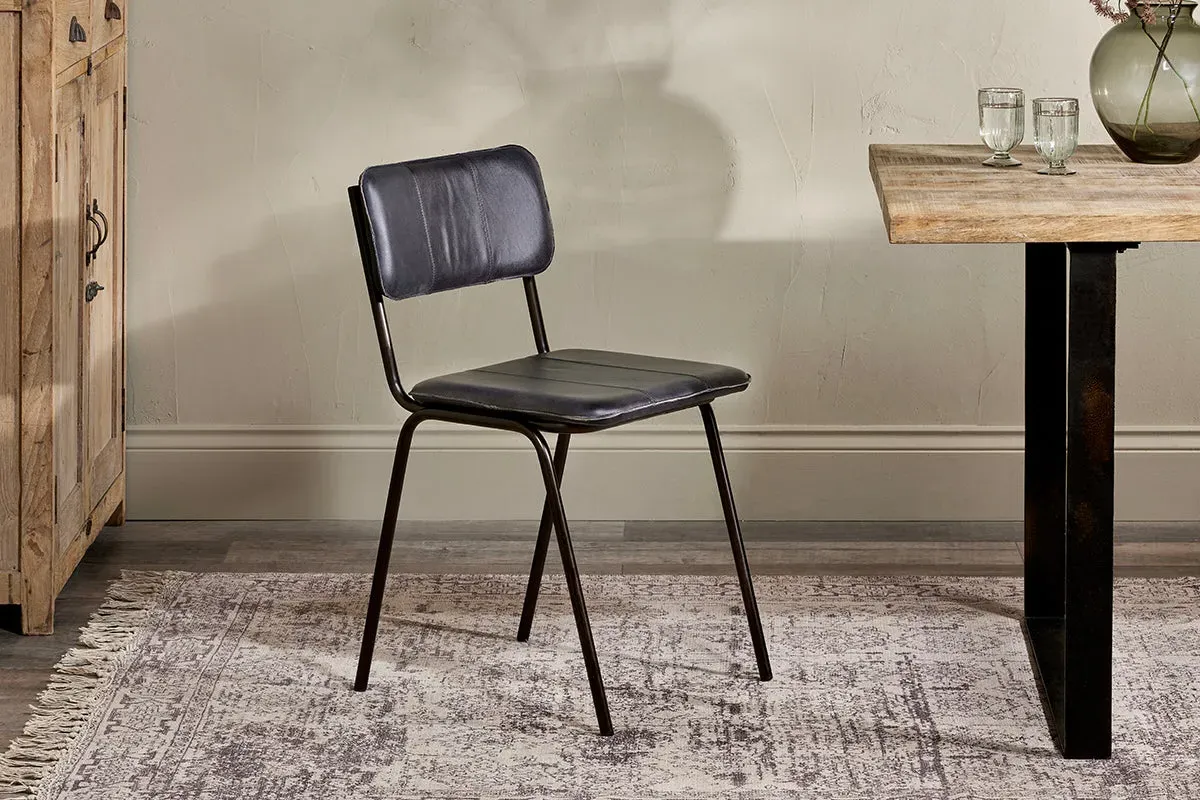 Ukari Leather Dining Chair - Aged Black image