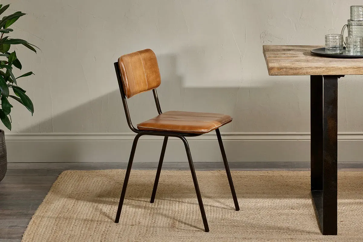 Ukari Leather Dining Chair - Aged Tan