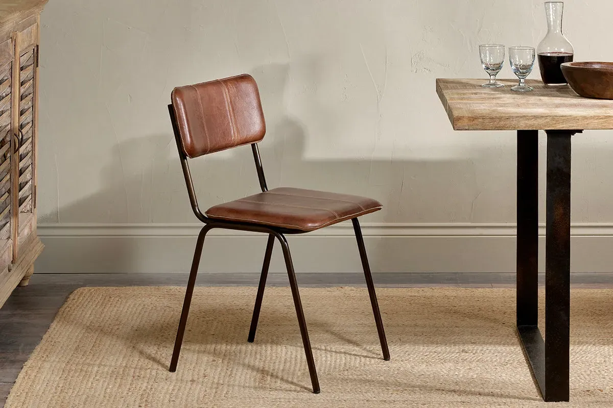 Ukari Leather Dining Chair - Chocolate Brown