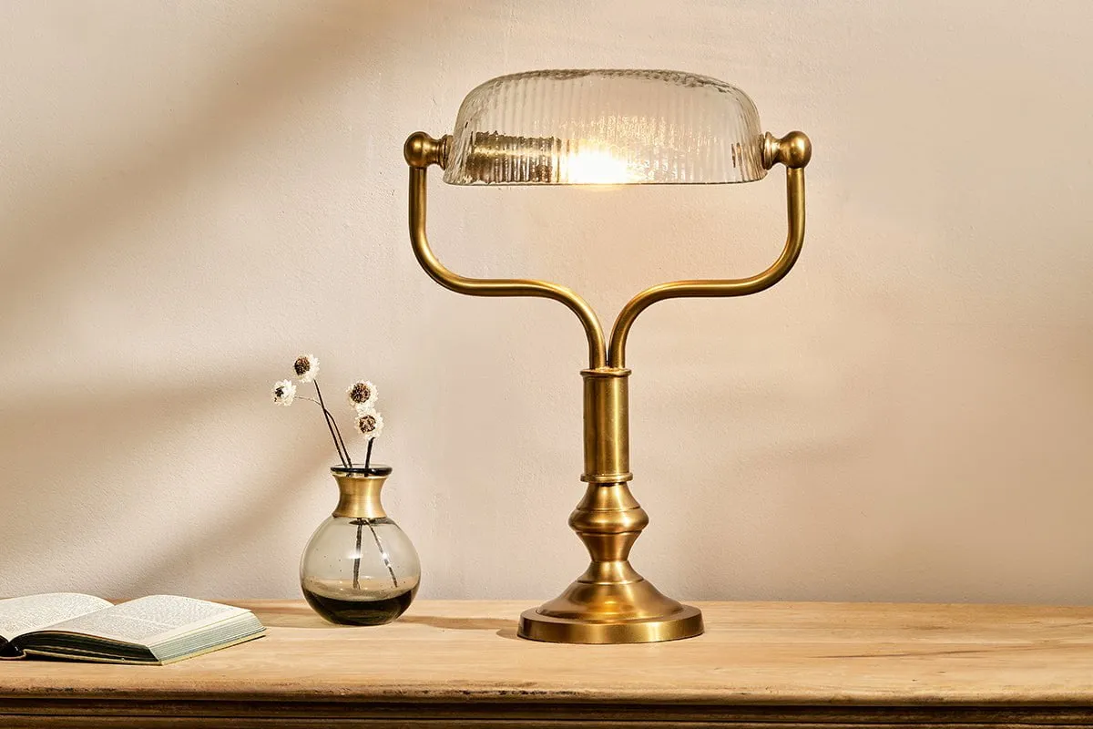 Ulani Vintage Desk Lamp - Antique Brass, Glass image