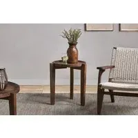 Umar Side Table - Dark Brown, Mango Wood