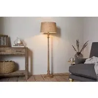 Usha Wooden Floor Lamp - Natural, Mango Wood
