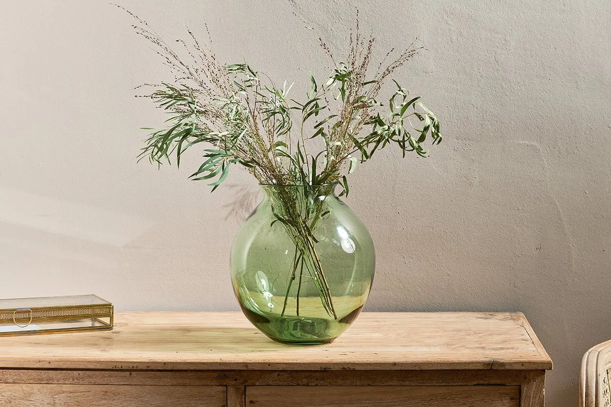 Vanita Wide Glass Vase - Green image