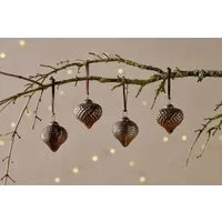 Varu Set of 4 Christmas Baubles - Black, Gold alternate view