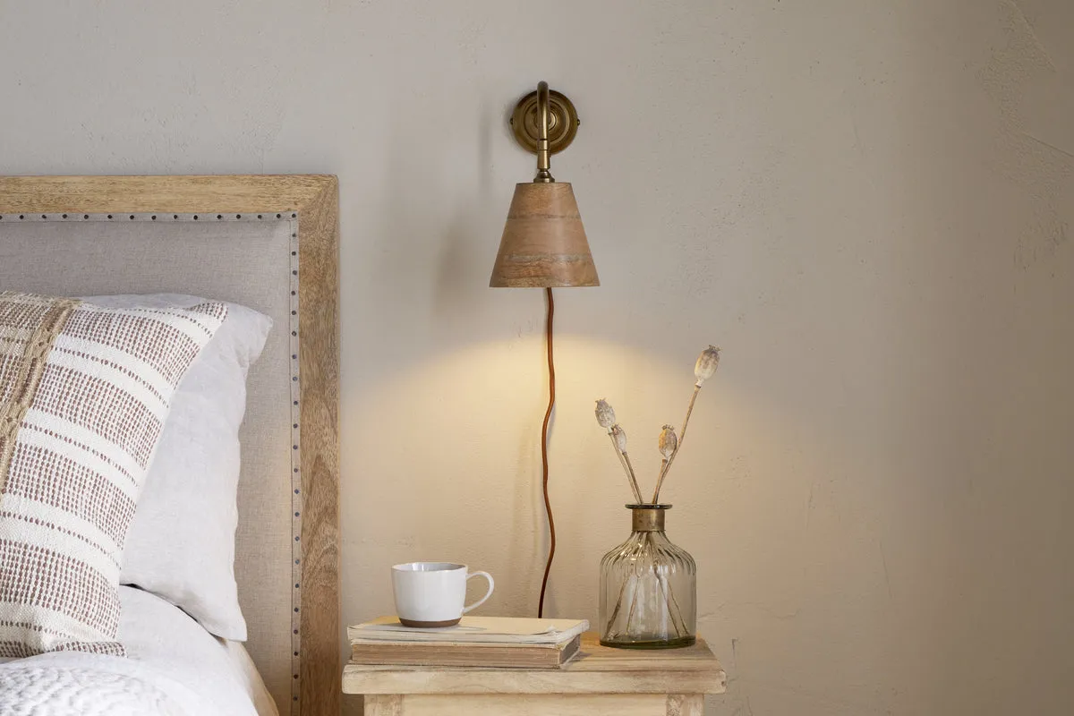 Vattu Plug In Wall Lamp - Natural, Antique Brass image