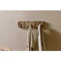 Veduru Mango Wood Carved Hook Row of 3 - Natural