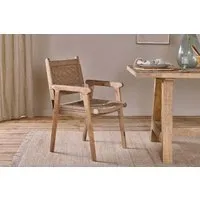 Vinay Woven Dining Chair with Armrests - Natural, Acacia Wood alternate view