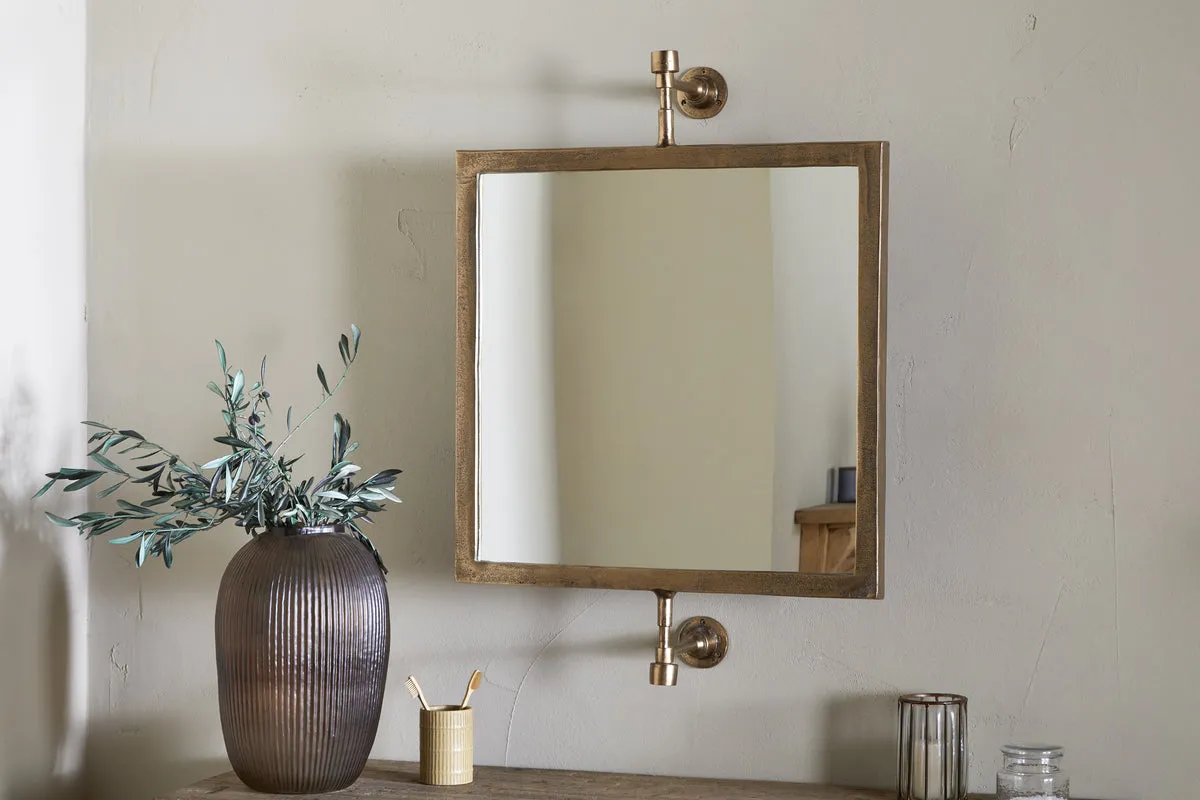 Visala Square Swivel Wall Mirror - Antique Brass product
