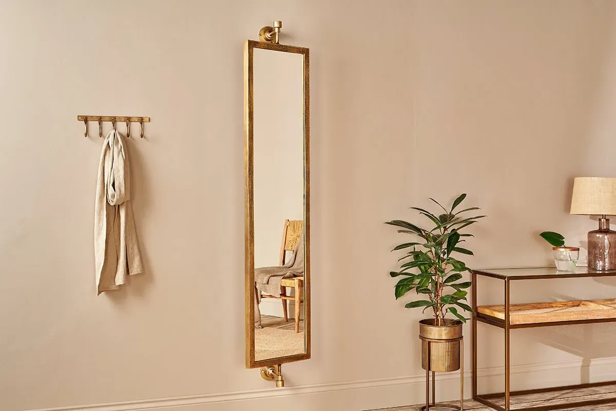 Visala Full Length Swivel Wall Mirror - Antique Brass, Cast Aluminium product